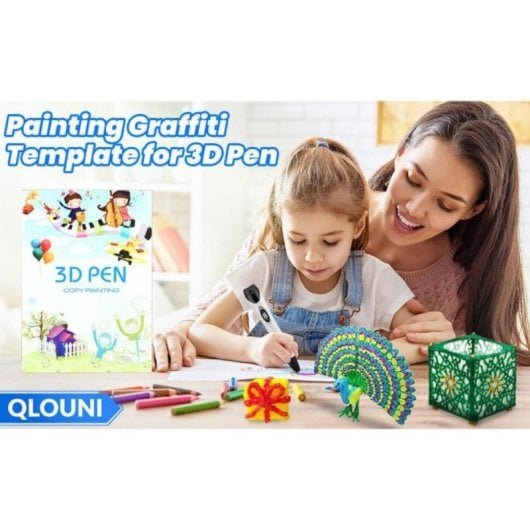 Arzopa 3DX5X10P Caneta 3D PLA/ABS com LCD, Kit 10 Cores, Temperatura e Velocidade Ajustáveis