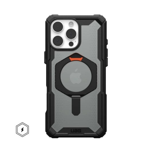 Capa Urban Armor Gear Plasma XTE para iPhone 16 Pro Max TPU MagSafe Suporte Preto Laranja 6.9"