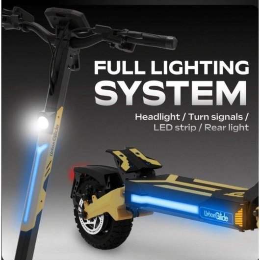 Monopattino elettrico UrbanGlide 1000GT 2000W Autonomia 100km Sospensioni doppie LED Nero Giallo
