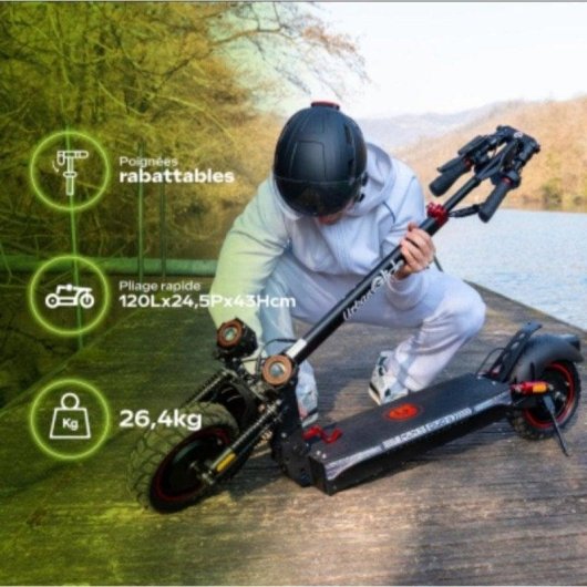 Monopattino elettrico UrbanGlide 1600W Autonomia 50km Sospensioni doppie Ruote 10" LED