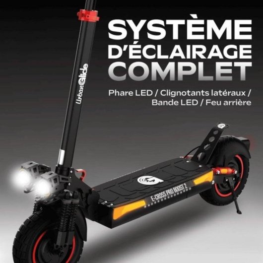 Patinete eléctrico UrbanGlide 25 km/h 50 km de autonomía 1600 W con doble motor y LEDs