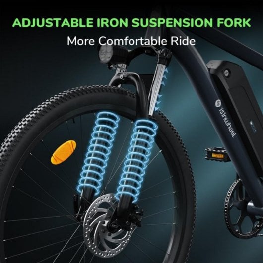 Elektrofahrrad isinwheel M10 250 W 36 V 10,4 Ah Aluminiumrahmen LCD IPX4 26x1,95" Grau