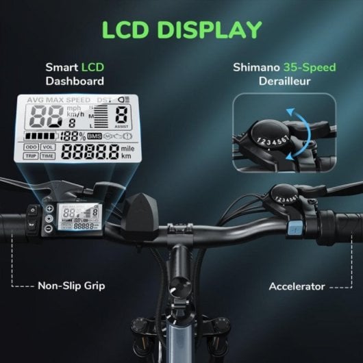 Elektrofahrrad isinwheel M10 250 W 36 V 10,4 Ah Aluminiumrahmen LCD IPX4 26x1,95" Grau