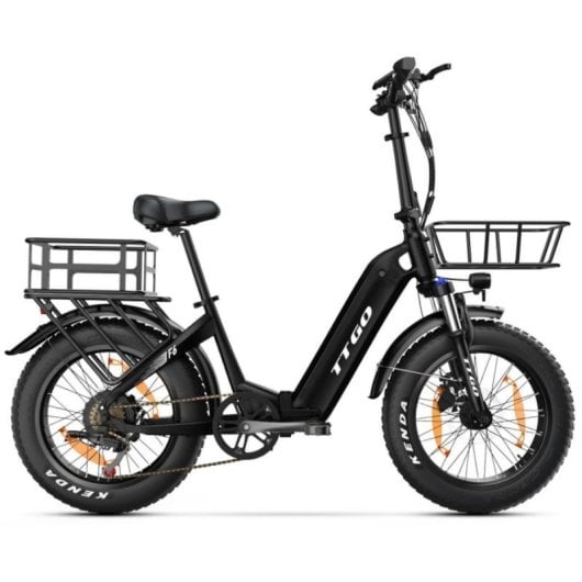 Cesta trasera TTGO F6-R-100 TTGO para bicicleta eléctrica recubrimiento negro 470x350x190 mm