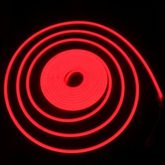 Kit de neon LED flexible rojo 5 m IP66 silicona PVC con transformador 12V plug and play