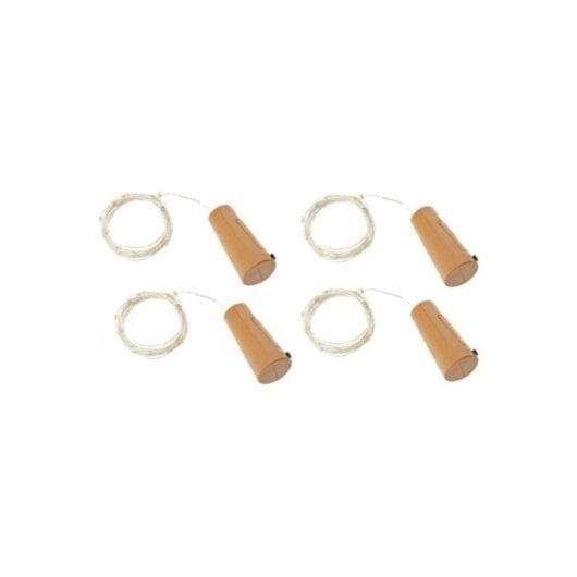 Tapón decorativo con guirnalda LED blanca cálida 2 m pack 4 unidades ABS pilas incluidas