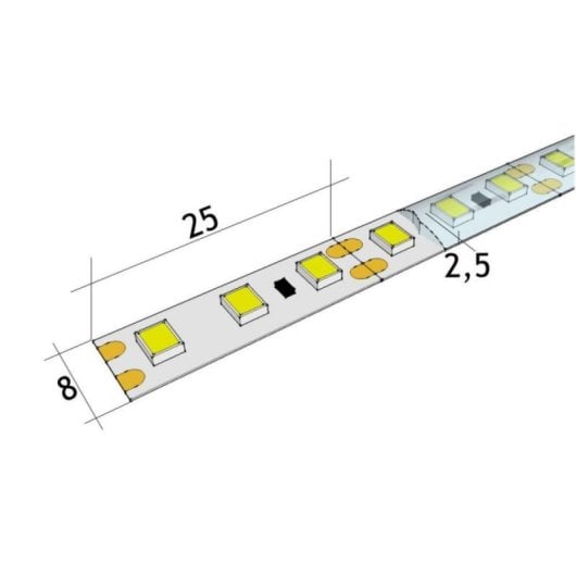 Tira LED SMD2835 120Leds/m IP65 Flexible 5m + Transformador 12VDC 60W Corte 25mm
