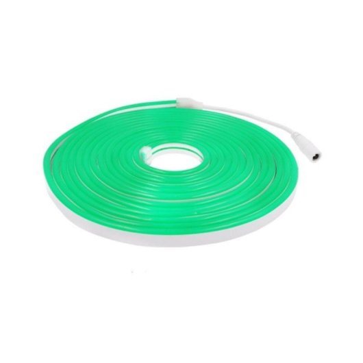 Tira LED Neon Verde 5 m 120 LEDs/m 12V IP65 Silicona Difusora 9W/m con Fuente 60W