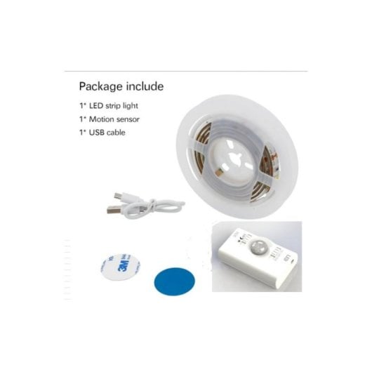Tira LED recargable con sensor de movimiento PIR 1 metro 30 LED USB 3000K