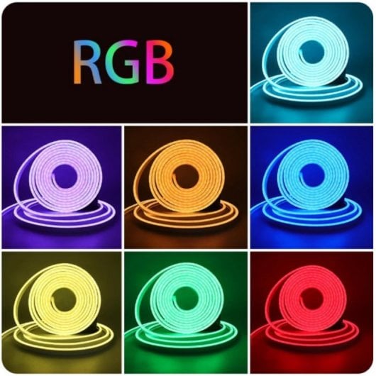 Tira LED Neon Flex RGB 5 m Corte cada 3,2 cm IP65 12 V 108 LED/m Exterior