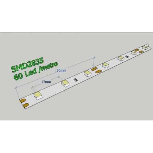 Tira LED interior SMD2835 blanca natural 3000K 60 LEDs por metro flexible corte bobina 5 m