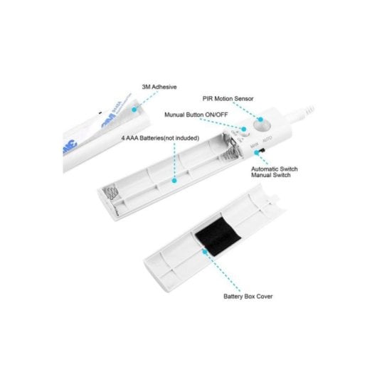Tira LED con sensor de movimiento 1 m luz cálida flexible autoadhesiva 30 LED
