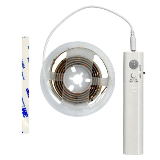 Tira LED con sensor de movimiento 1 m luz cálida flexible autoadhesiva 30 LED