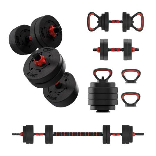 Ksix 40 Kg Kit De Pesos, Halteres, Discos Pesos, Barra, Peso Russo, Preto