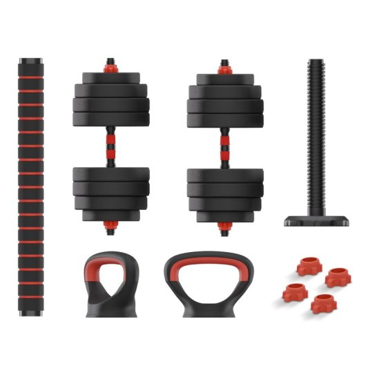 Ksix 40 Kg Kit De Pesos, Halteres, Discos Pesos, Barra, Peso Russo, Preto