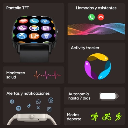 Ksix Pulse Smartwatch, Pantalla 1.83", Autonomía 7 Días, Modo Deporte Y Salud, Llamadas, Ip68, Beige