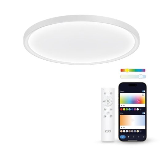 Ksix Halo 2 Plafón Smartled, Rgbic + Cct, Ø37 Cm, 3.200 Lm, 240 Leds, 26 W, App Tuya Smart, Branco