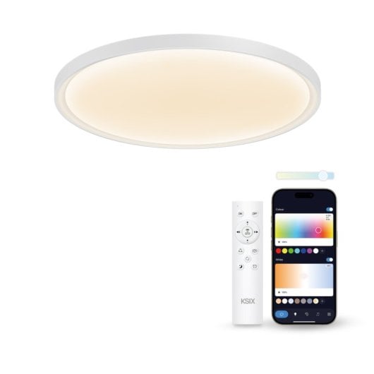Ksix Halo 2 Plafón Smartled, Rgbic + Cct, Ø37 Cm, 3.200 Lm, 240 Leds, 26 W, App Tuya Smart, Branco