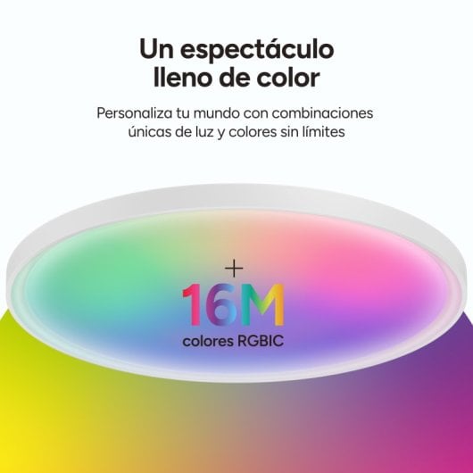 Ksix Halo 2 Plafón Smartled, Rgbic + Cct, Ø37 Cm, 3.200 Lm, 240 Leds, 26 W, App Tuya Smart, Blanco