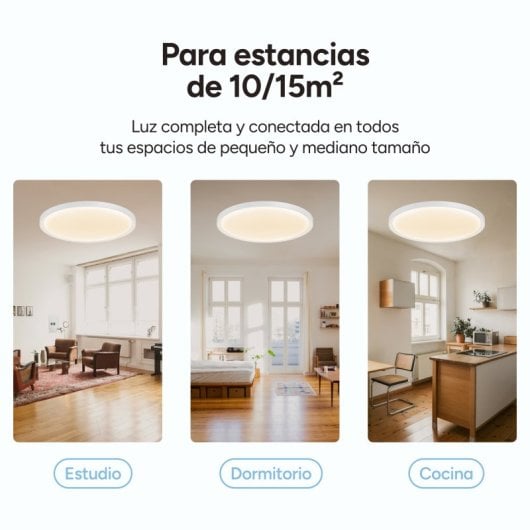 Ksix Halo 2 Plafón Smartled, Rgbic + Cct, Ø37 Cm, 3.200 Lm, 240 Leds, 26 W, App Tuya Smart, Blanco