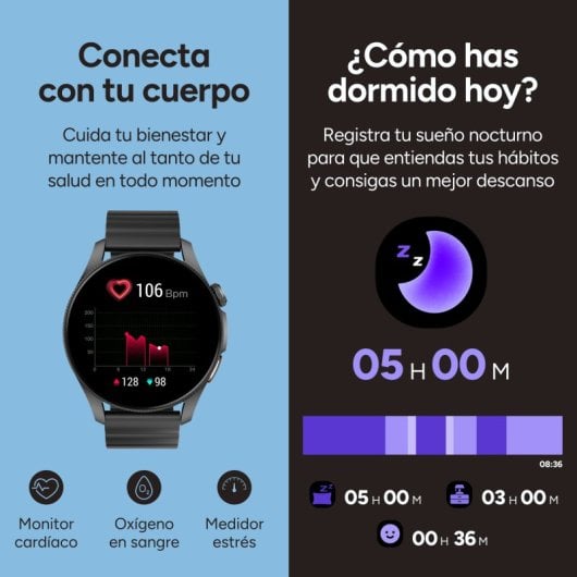 Ksix Horizon Smartwatch, Gps, Pantalla Amoled 1.43", Autonomía 10 Días, Brújula Digital, 3 Atm, Modo Deporte Y Salud, Ne