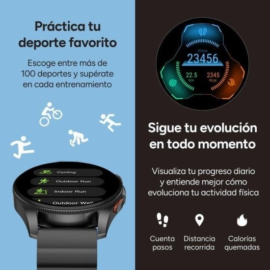 Ksix Horizon GPS 47,6mm AMOLED Schwarz Einheitsgröße 3ATM SpO2 Pulsmesser Schlaftracking