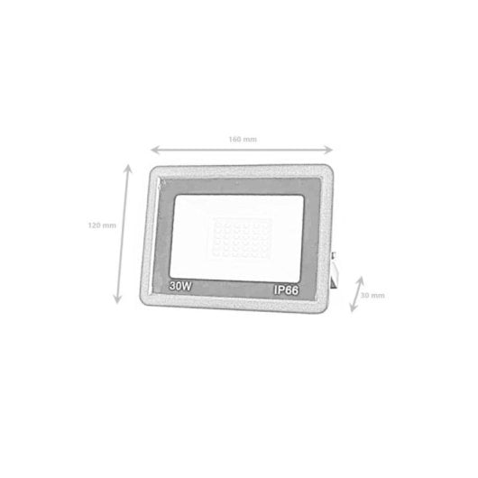 Foco Proyector LED Slim 30W Negro Blanco Frío IP66 120° Exterior Interior