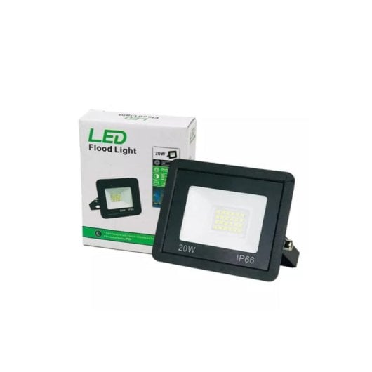 Foco Proyector LED Slim 20W Negro IP66 6000K 120° Exterior Interior