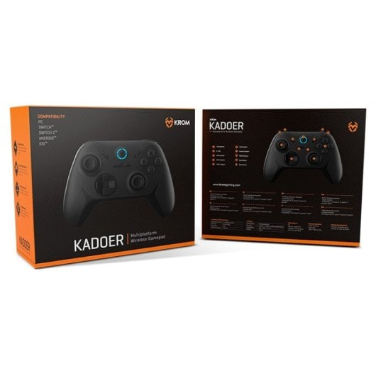 Gamepad Krom Kadoer Bluetooth v5.0 Doppia Vibrazione Turbo PC Switch Android iOS Nero
