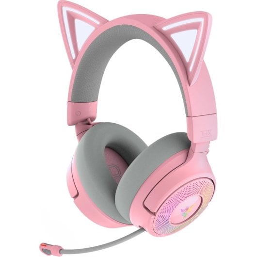 Razer Kraken Kitty V3 Pro Headset Gaming Sem Fios HyperSpeed e Bluetooth com Orelhas e RGB Quartz