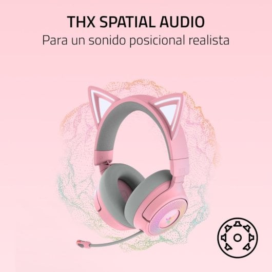 Razer Kraken Kitty V3 Pro Headset Gaming Sem Fios HyperSpeed e Bluetooth com Orelhas e RGB Quartz