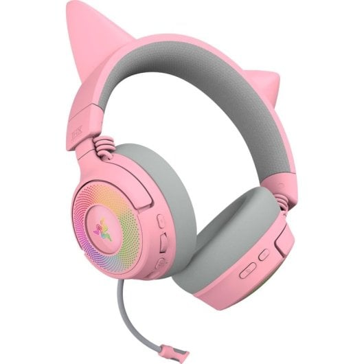 Razer Kraken Kitty V3 Pro Headset Gaming Sem Fios HyperSpeed e Bluetooth com Orelhas e RGB Quartz