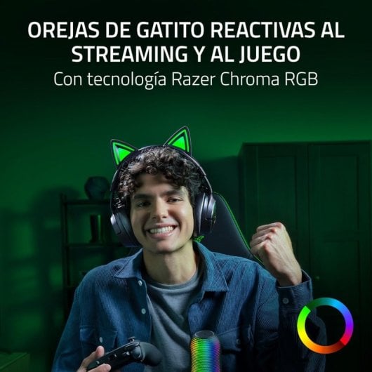 Razer Kraken Kitty V3 Pro Headset Sem Fios HyperSpeed com RGB, Orelhas e THX Spatial Audio Preto