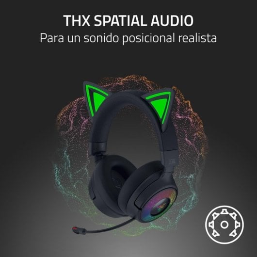 Razer Kraken Kitty V3 Pro Headset Sem Fios HyperSpeed com RGB, Orelhas e THX Spatial Audio Preto