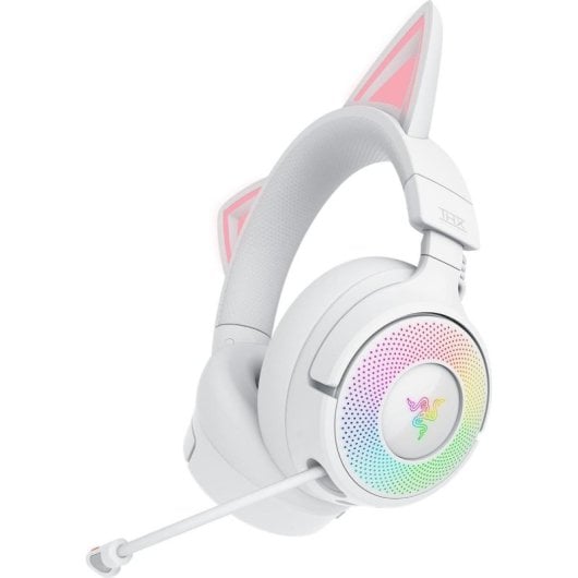 Razer Kraken Kitty V3 Pro Headset Gaming Sem Fios HyperSpeed com RGB e Orelhas Branco