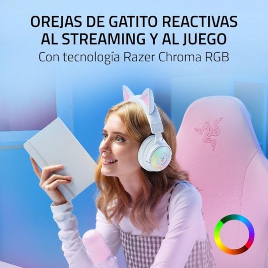Razer Kraken Kitty V3 Pro Headset Gaming Sem Fios HyperSpeed com RGB e Orelhas Branco