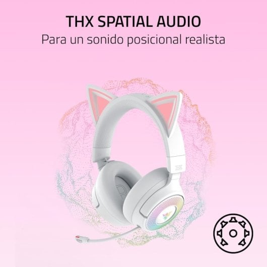 Razer Kraken Kitty V3 Pro Headset Gaming Sem Fios HyperSpeed com RGB e Orelhas Branco