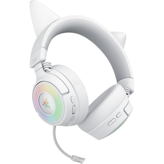 Razer Kraken Kitty V3 Pro Headset Gaming Sem Fios HyperSpeed com RGB e Orelhas Branco