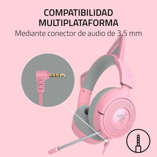 Razer Kraken Kitty V3 X Headset Gaming com Cabo, Orelhas e Microfone Cardioide Quartz