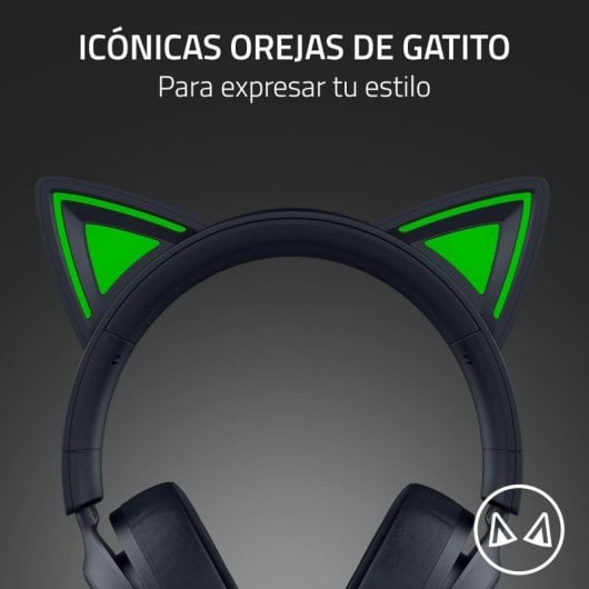 Auriculares Gaming Razer Kraken Kitty V3 X con cable orejas de gatito micrófono cardioide 40 mm negro
