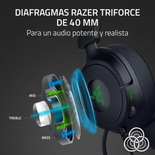 Auriculares Gaming Razer Kraken Kitty V3 X con cable orejas de gatito micrófono cardioide 40 mm negro