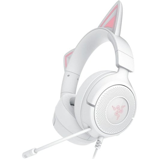 Auriculares Gaming Razer Kraken Kitty V3 X con cable y orejas de gatito, micrófono cardioide, blancos