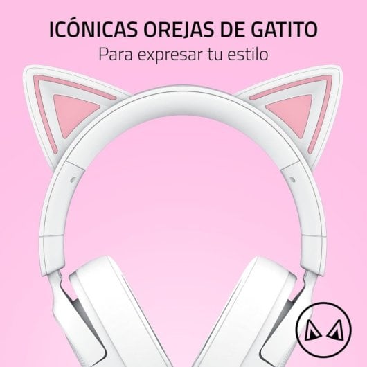 Auriculares Gaming Razer Kraken Kitty V3 X con cable y orejas de gatito, micrófono cardioide, blancos