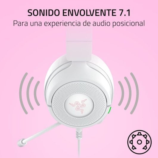 Auriculares Gaming Razer Kraken Kitty V3 X con cable y orejas de gatito, micrófono cardioide, blancos