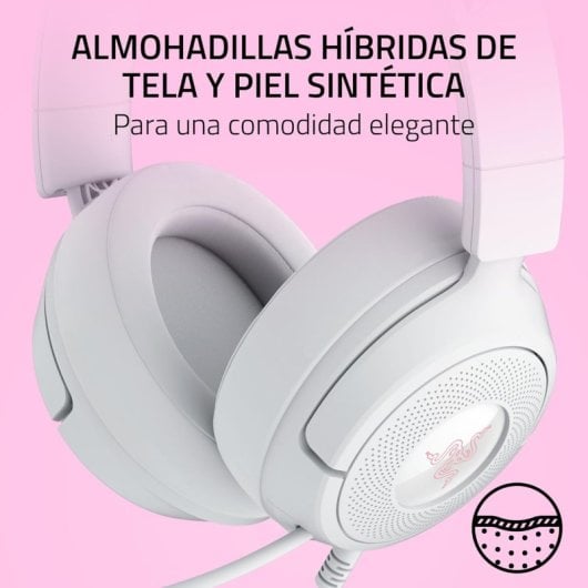 Auriculares Gaming Razer Kraken Kitty V3 X con cable y orejas de gatito, micrófono cardioide, blancos