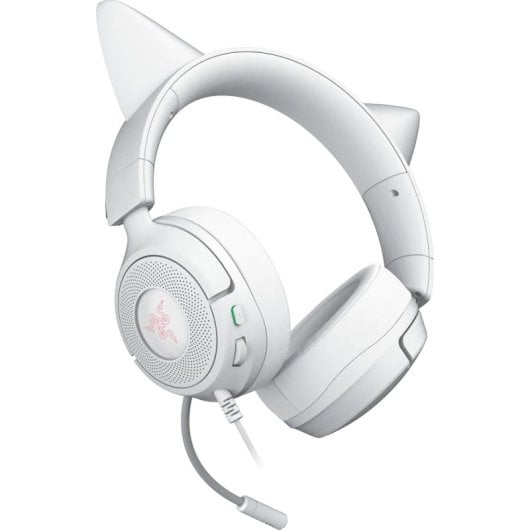 Auriculares Gaming Razer Kraken Kitty V3 X con cable y orejas de gatito, micrófono cardioide, blancos