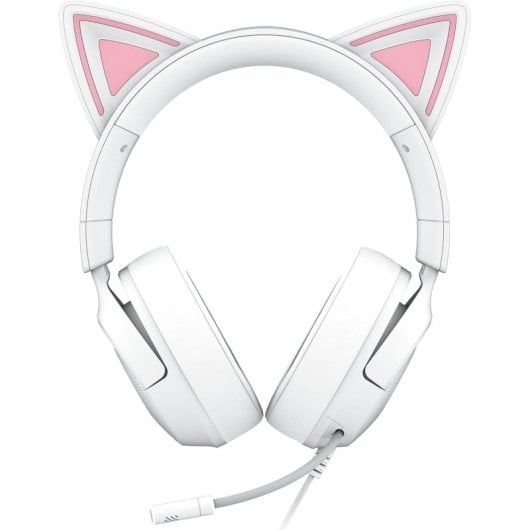 Auriculares Gaming Razer Kraken Kitty V3 X con cable y orejas de gatito, micrófono cardioide, blancos