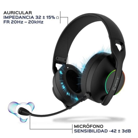 UNYKAch UK594008 Conjunto Gaming Teclado Membrana RGB + Rato + Headset + Tapete XL (ES)