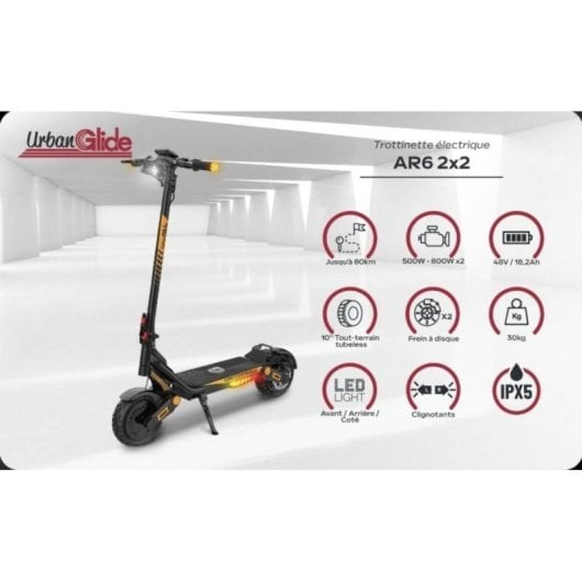 Trottinette électrique AR5Pro 25 km/h 40 km d'autonomie 800W pneus 10" LED XXL
