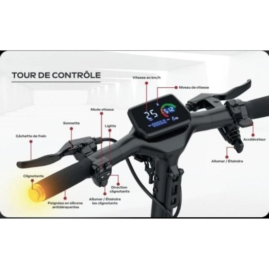 Trottinette électrique AR5Pro 25 km/h 40 km d'autonomie 800W pneus 10" LED XXL
